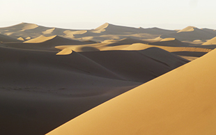 Die Karawane zieht durch die wogenden Dünen des Erg Chegaga, Marokko