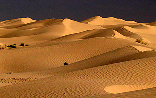 Die Farbe des Sandes ändert sich unablässig mit dem Sonnenstand, Grand Erg Oriental, Tunesien