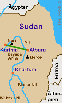 Karte Kameltrekking Bayuda, Sudan