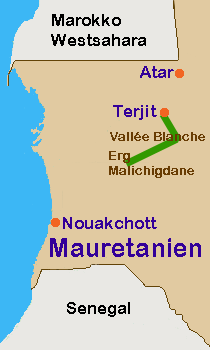 Karte Kameltrekking Vallée Blanche Mauretanien